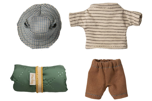 MAILEG HIKER MOUSE, BIG BROTHER (THIN BROWN STRIPES)