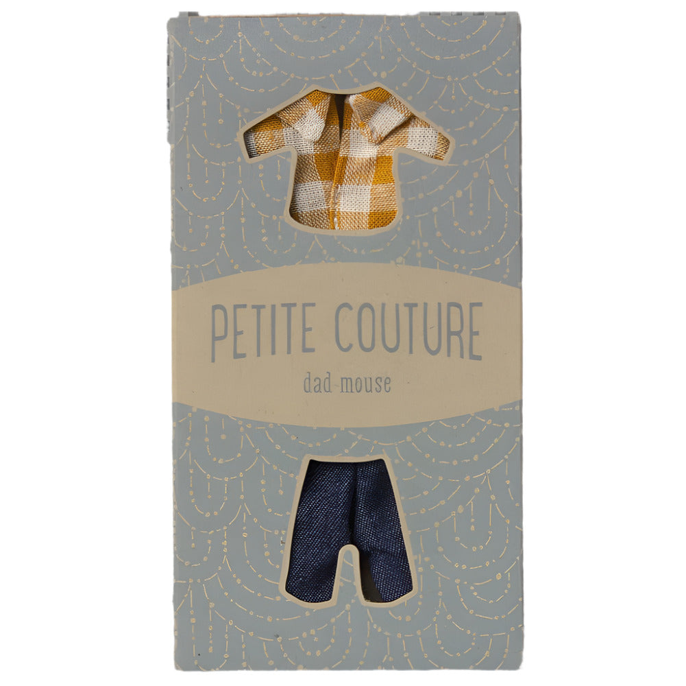 MAILEG YELLOW CHECKED SHIRT & PANT - DAD MOUSE - Little-ish