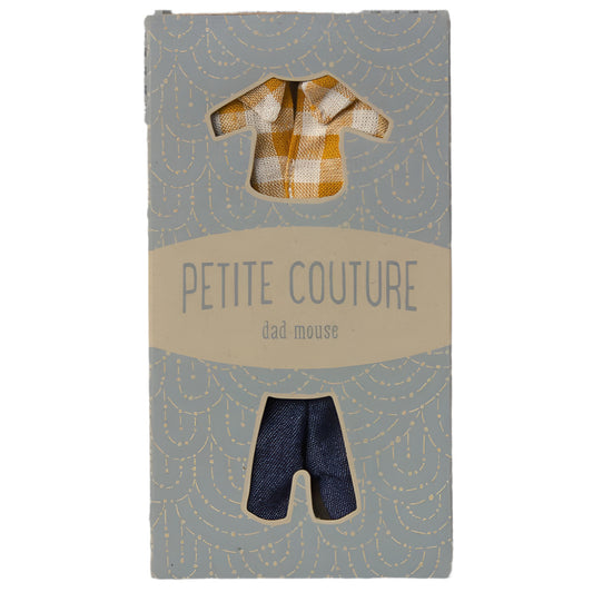 MAILEG YELLOW CHECKED SHIRT & PANT - DAD MOUSE