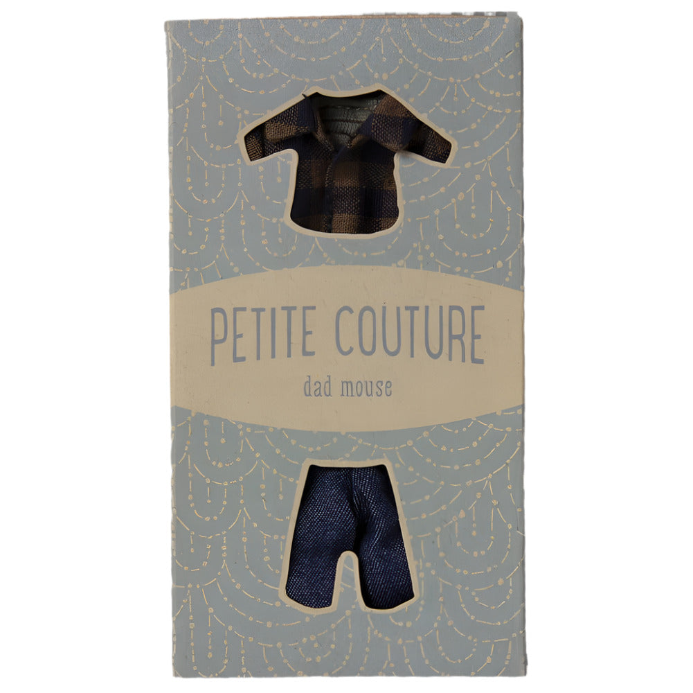 MAILEG BROWN CHECKED SHIRT & PANT - DAD MOUSE