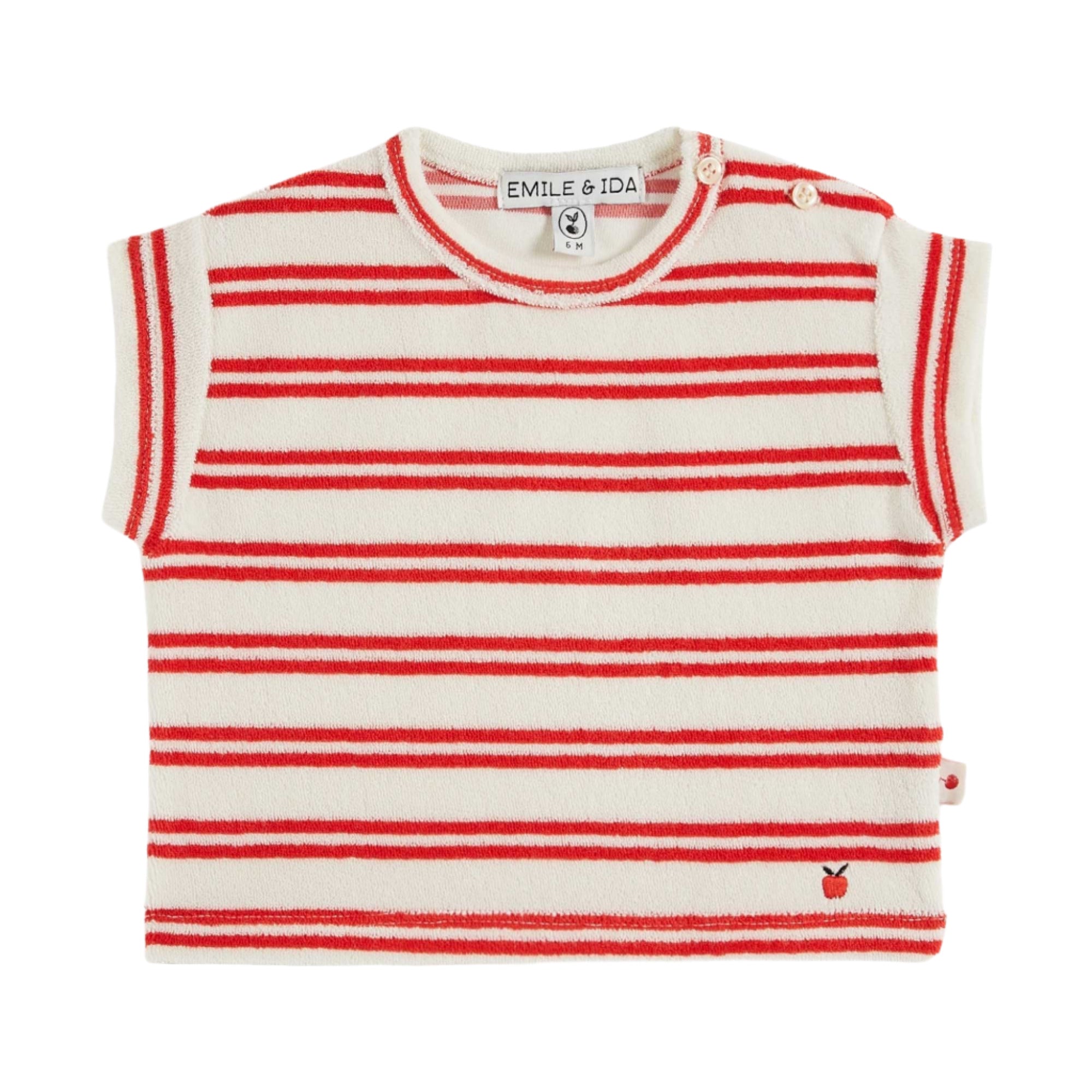 RED STRIPE TERRY TEE - Little-ish