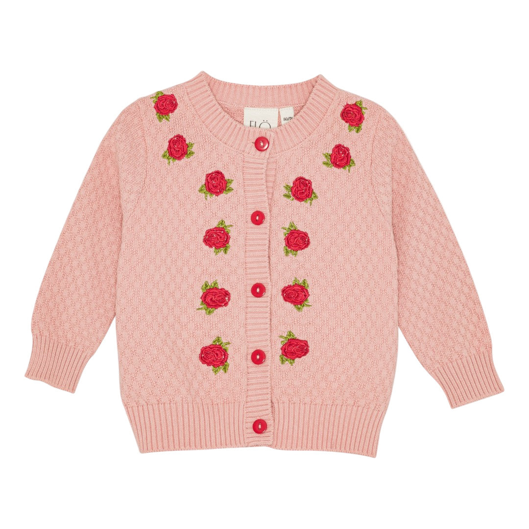 Floss Aya pointelle cardigan in warm pink - Little-ish
