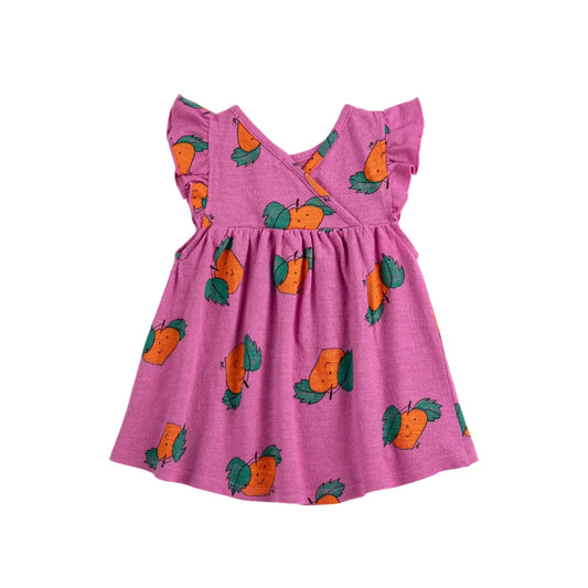 TANGERINE ALL OVER RUFFLE DRESS