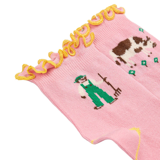 FARM ADVENTURE RUFFLED SOCK - PINK