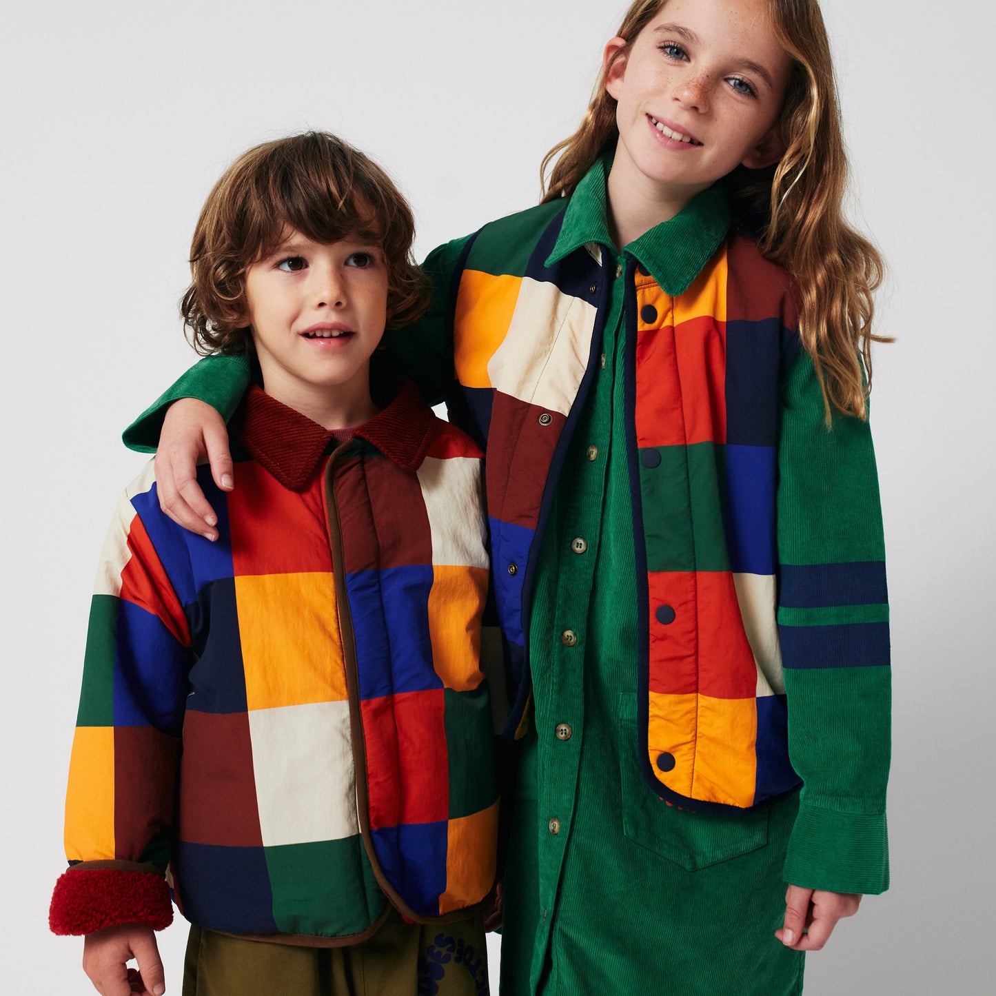 MULTICOLOR TILE REVERSIBLE SHEEPSKIN JACKET