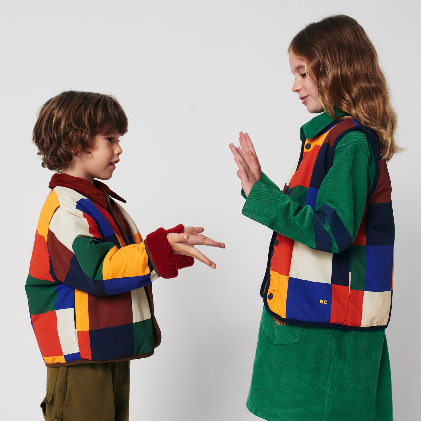 MULTICOLOR TILE REVERSIBLE SHEEPSKIN JACKET