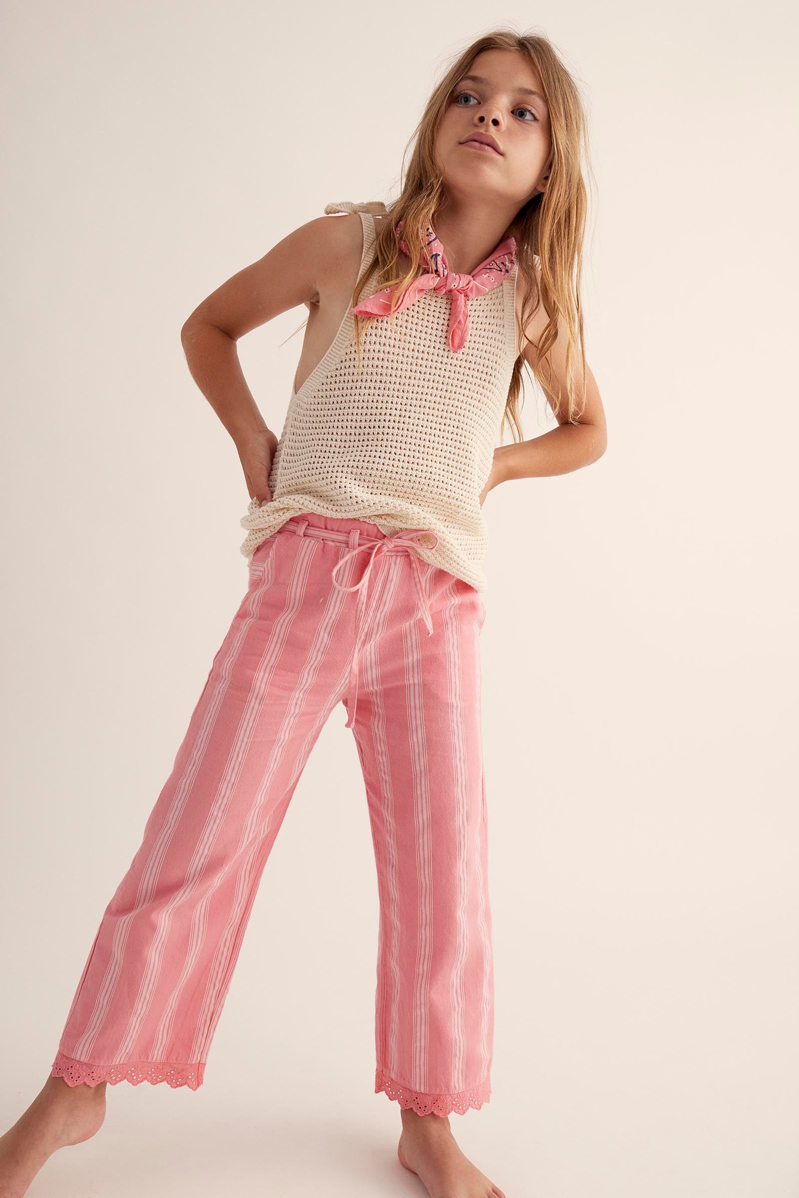 BELLA CONFETTI PINK STRIPE PANT - Little-ish