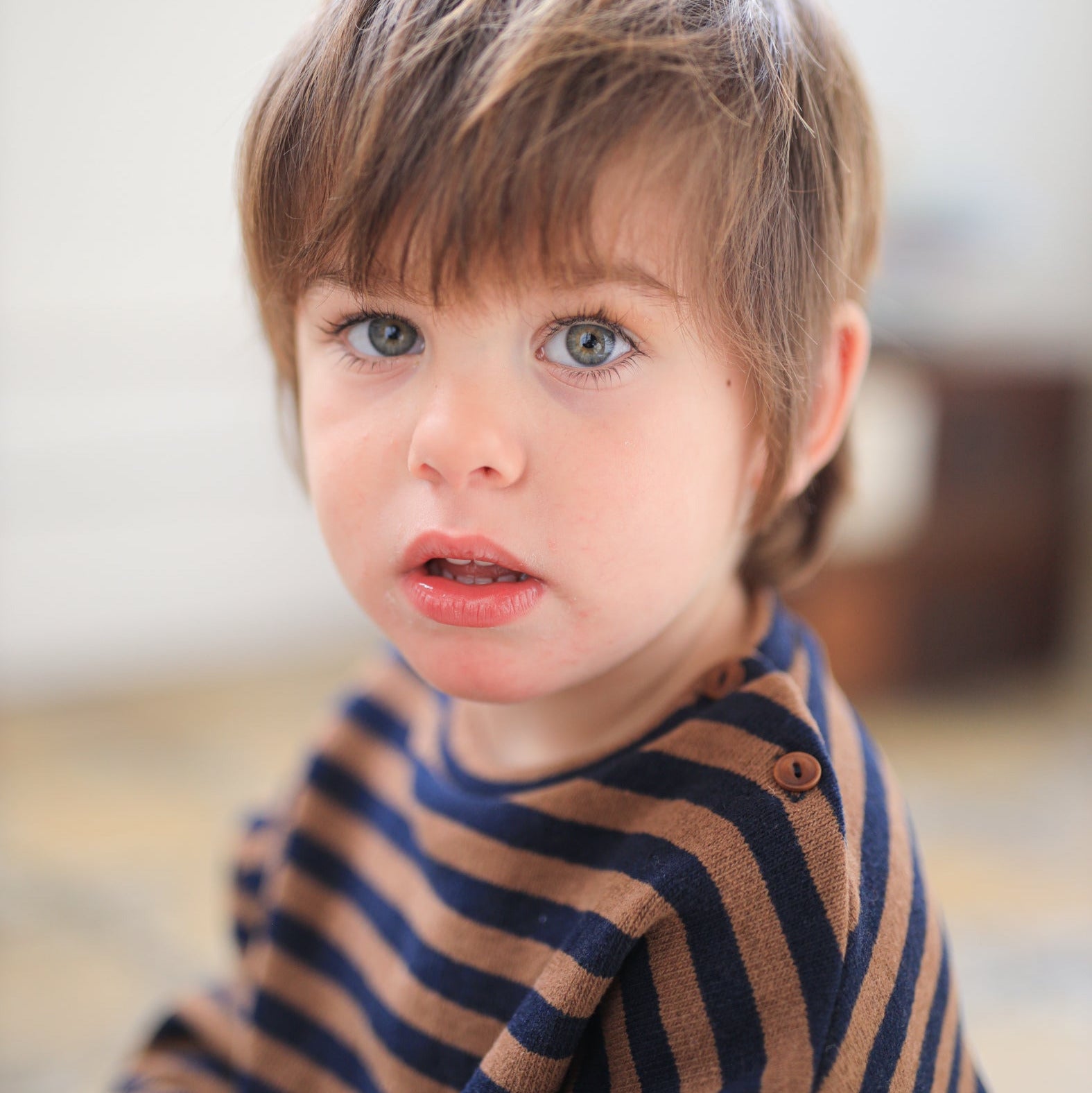 DIRK STRIPE FLEECE SWEATER - MELANZANA BROWN - Little-ish