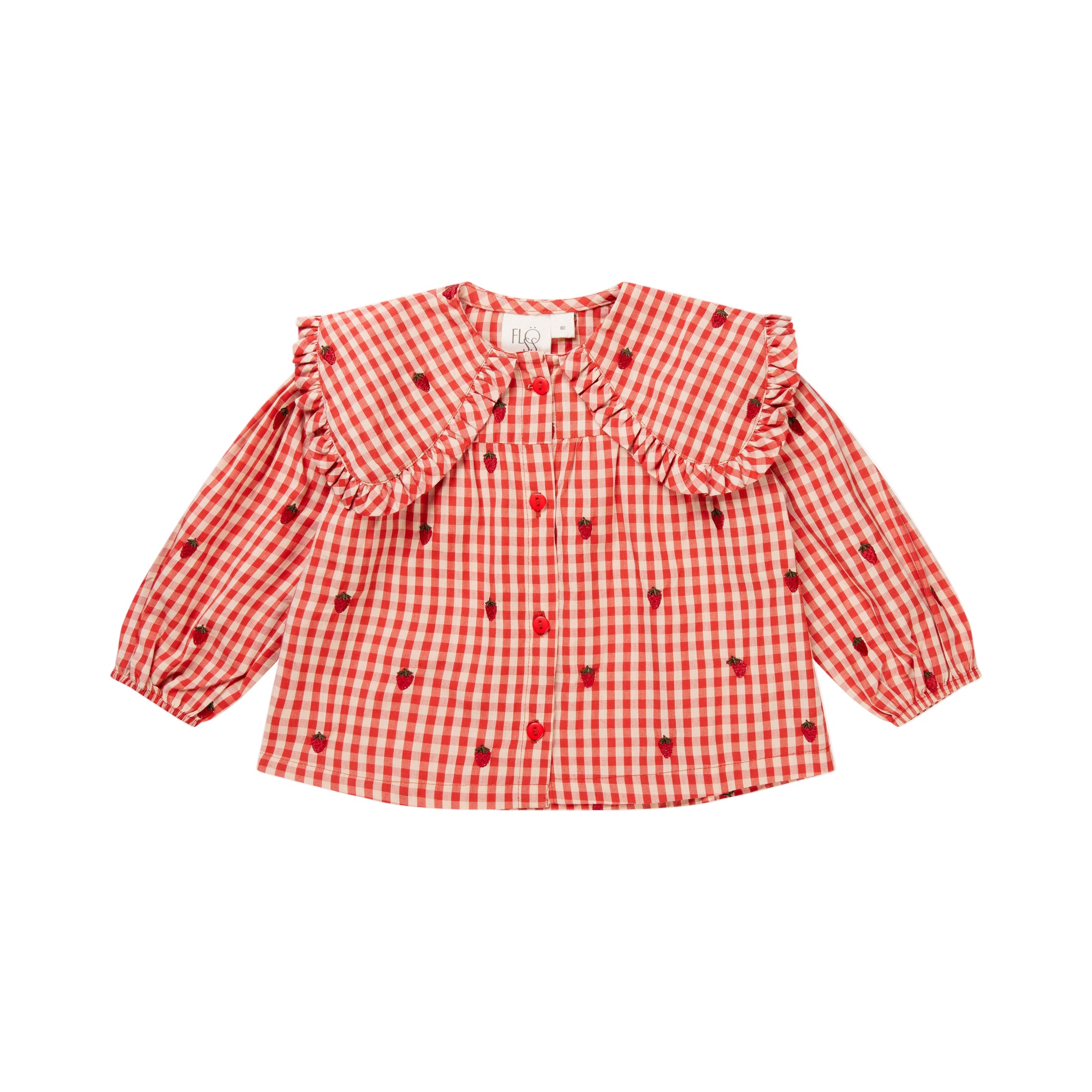 MOLLY GINGHAM STRAWBERRY BLOUSE - Little-ish