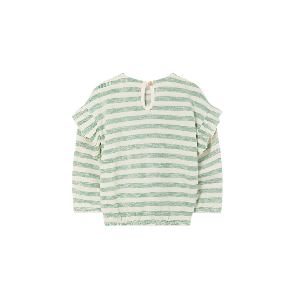 GRETA GREEN GRASS STRIPE BABY SWEATSHIRT - Little-ish