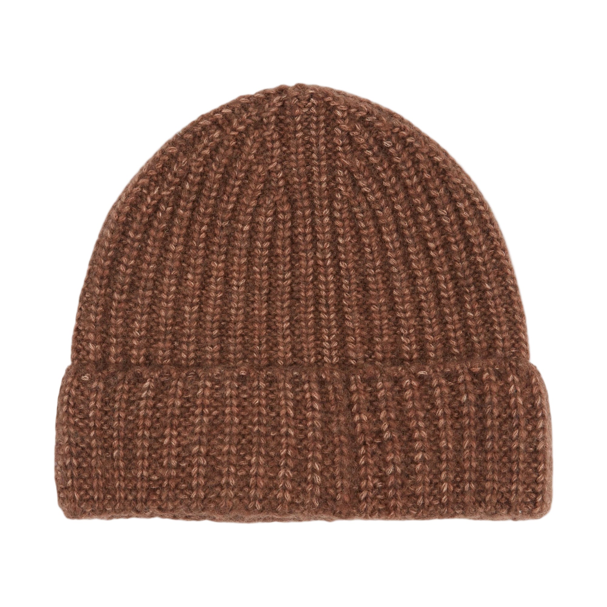 Brown knit beanie on a white background - Little-ish