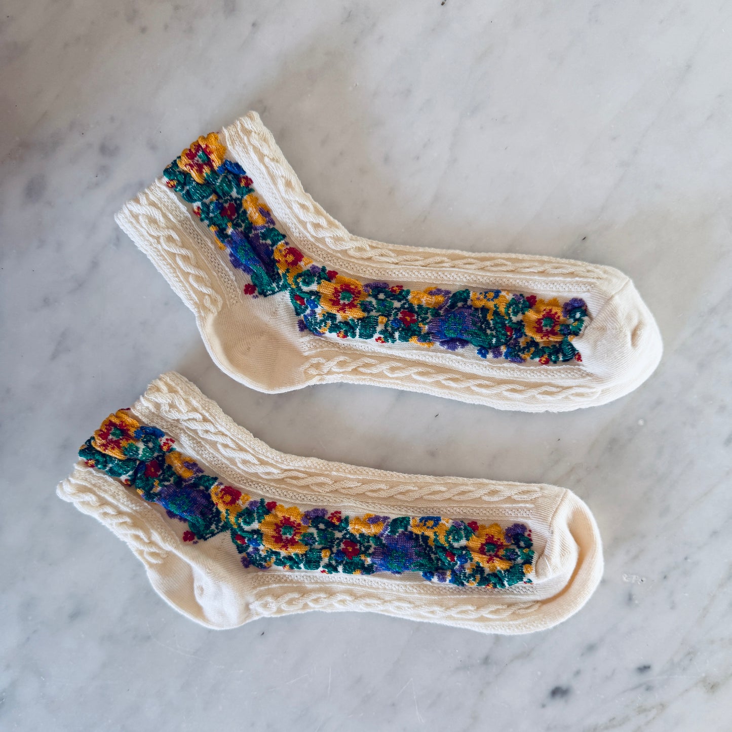 FLORAL JAQUARD TROUSER SOCKS