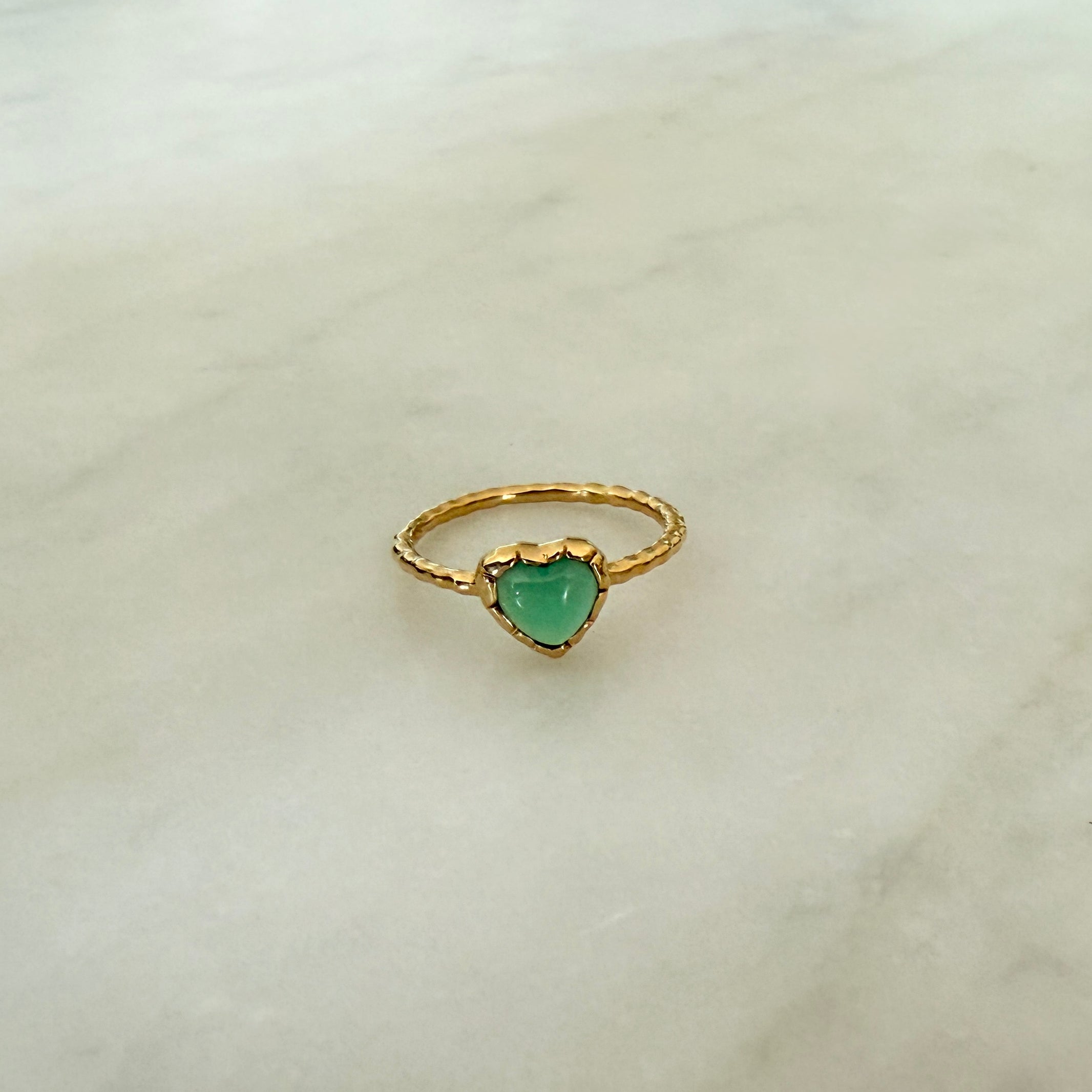 GREEN ONYX HEART RING - Little-ish