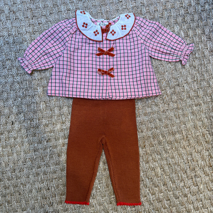 MYRTILLE PINK CHECK BABY BLOUSE