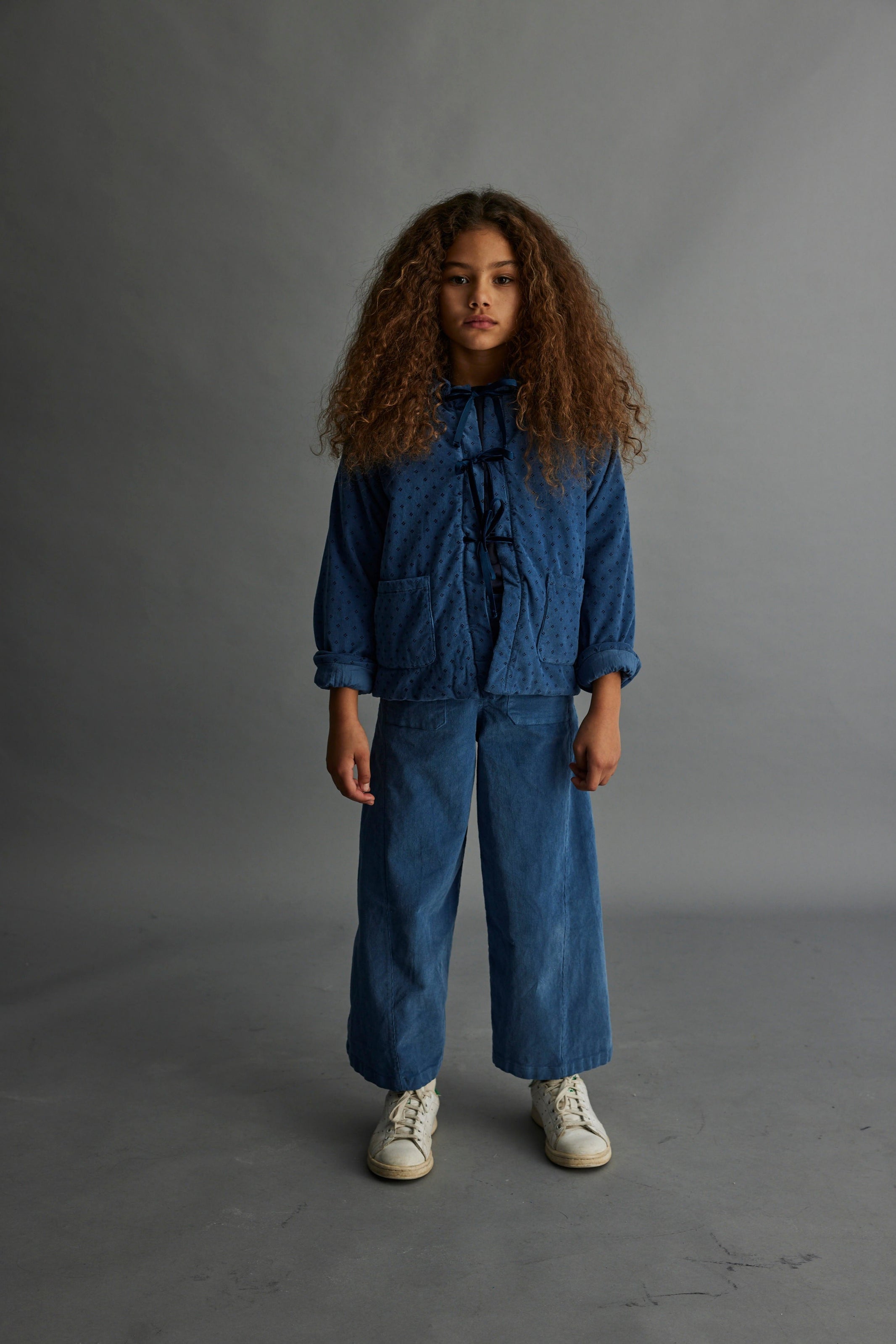 LEILA VELOR FLAKES JACKET - BLUE - Little-ish