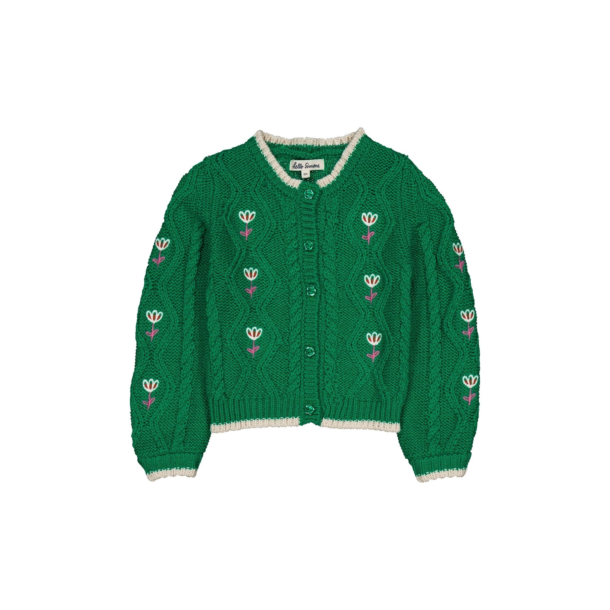 LISON CABLE KNIT CARDIGAN - GREEN - Little-ish