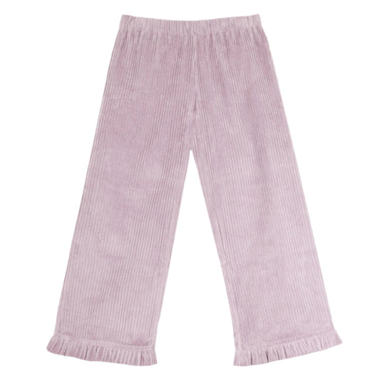 Pink ribbed pants on a white background