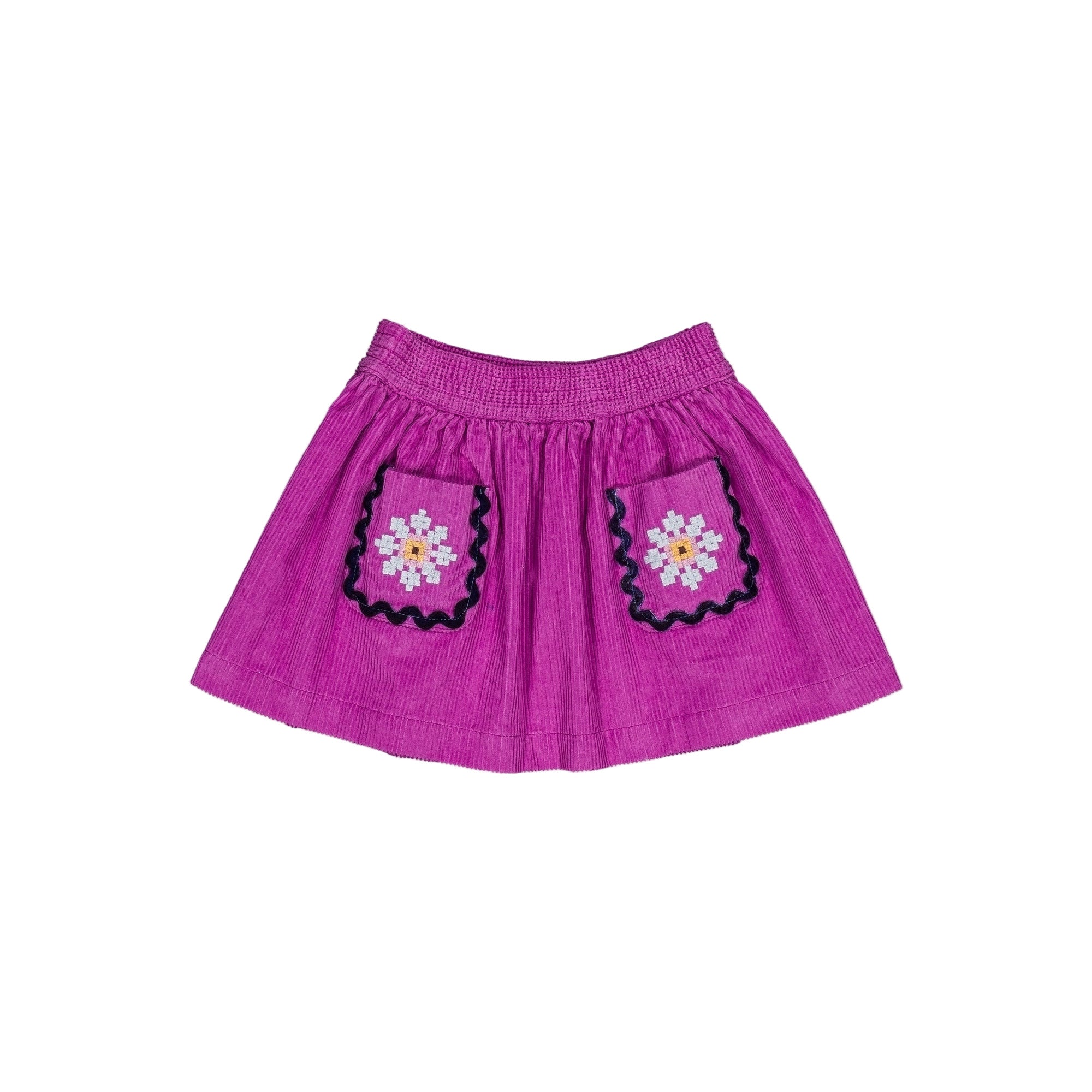 Purple skirt with floral pockets on a white background - Little-ish