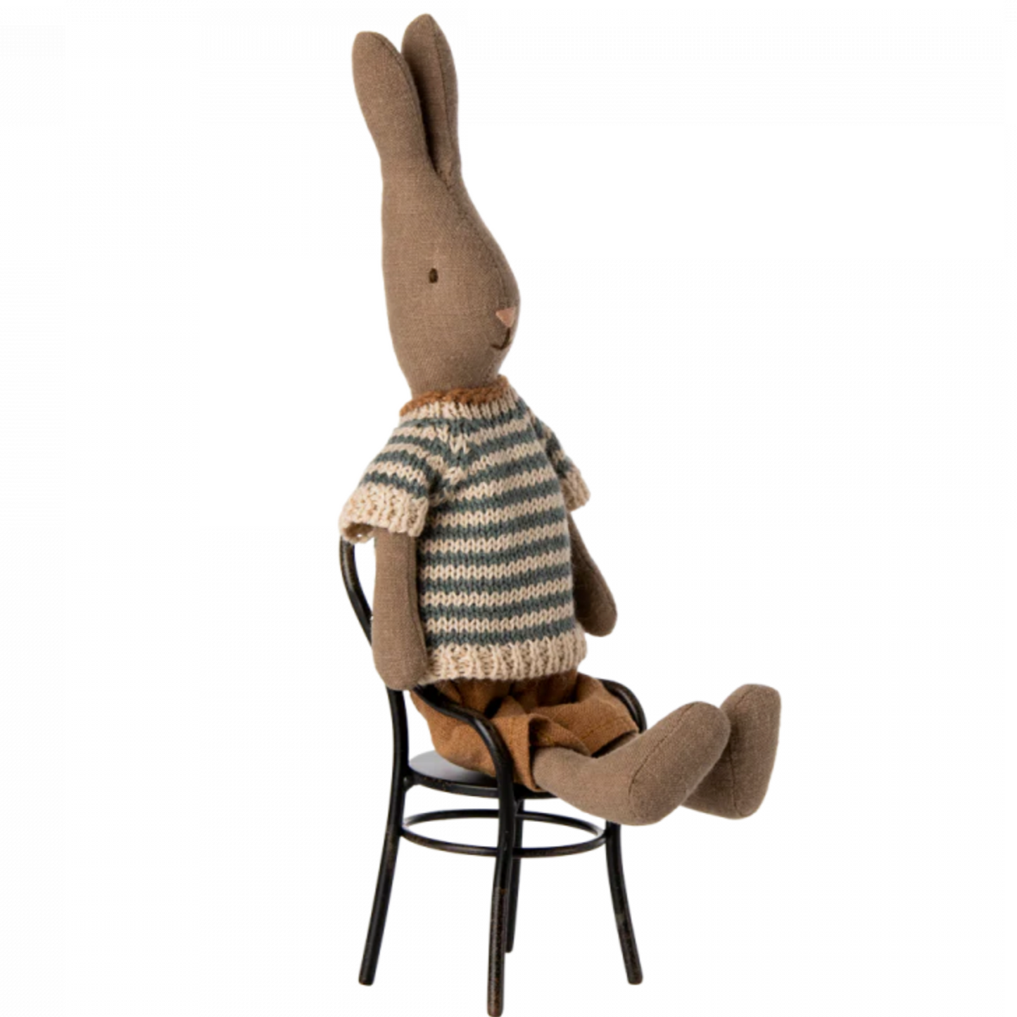 MAILEG RABBIT SIZE 1 - STRIPE SHIRT & BROWN PANT