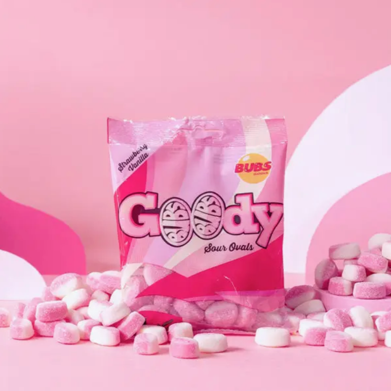 BUBS SOUR STRAWBERRY VANILLA OVAL CANDY