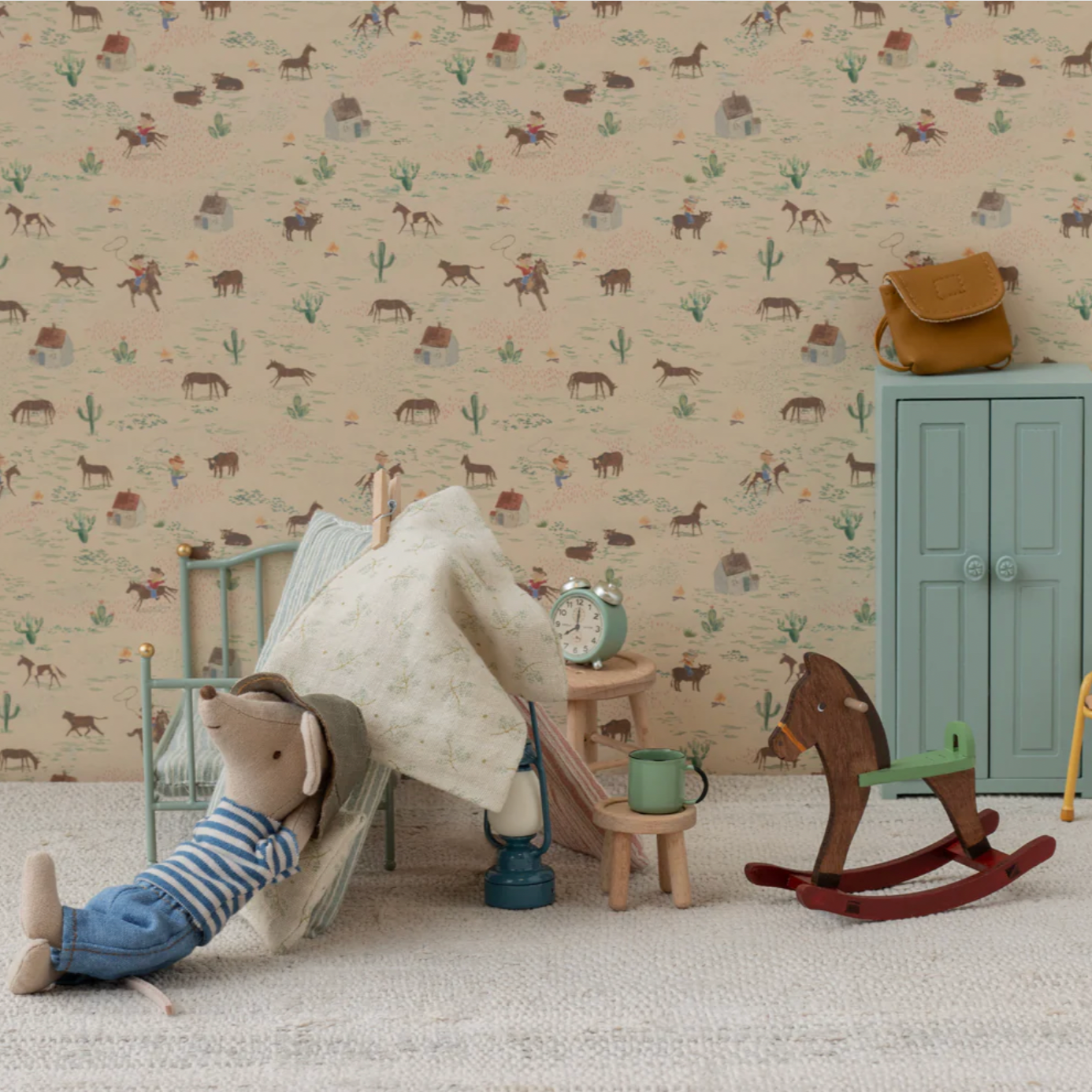 MAILEG MOUSE ROCKING HORSE - DARK BROWN - Little-ish