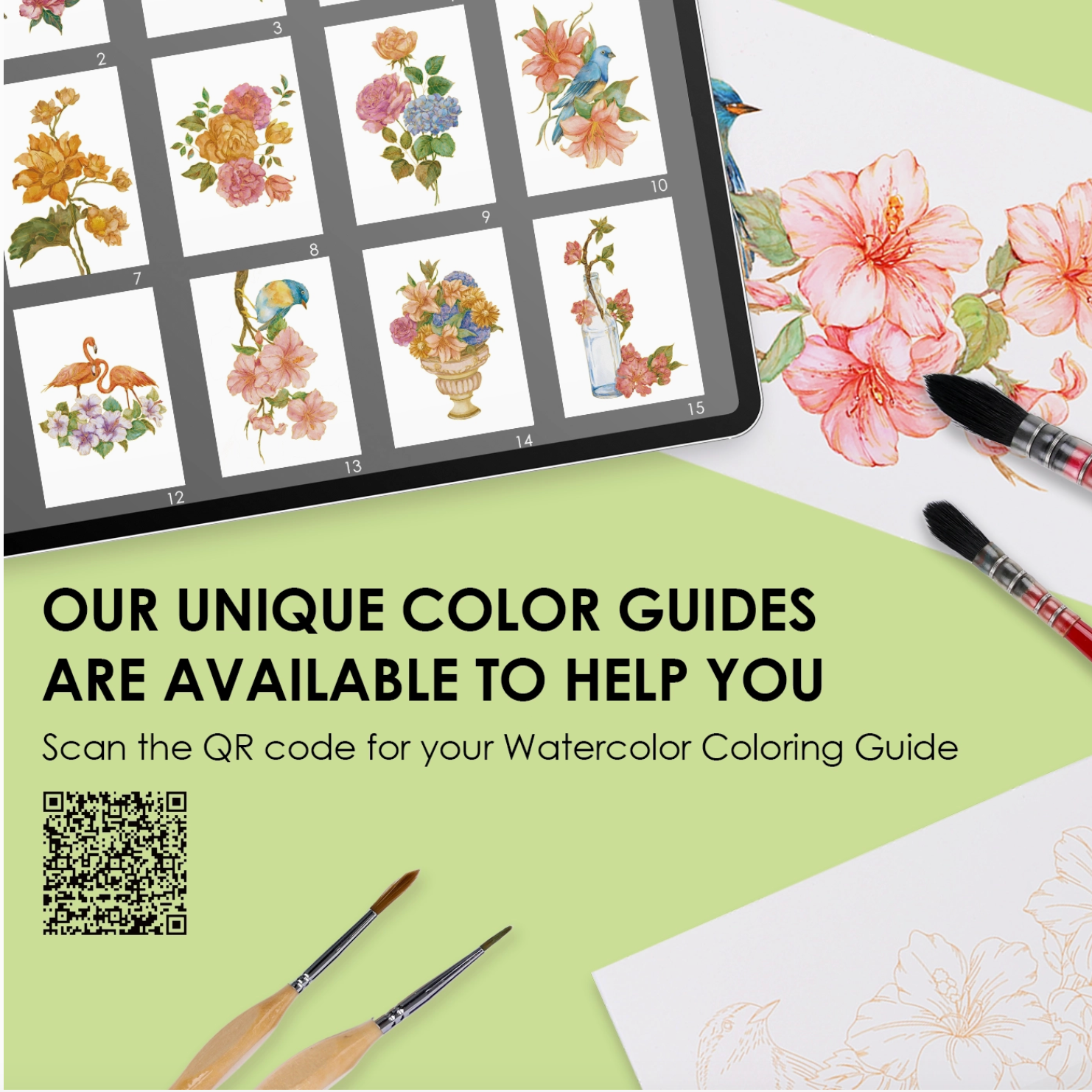 FLORAL WATERCOLOR COLORING BOOK - Little-ish
