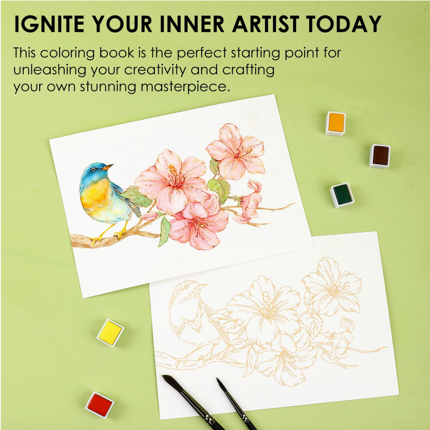 FLORAL WATERCOLOR COLORING BOOK