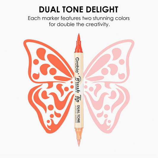 DUEL TONE BRUSH TIP ACRYLIC PAINT MARKER - 36 SET