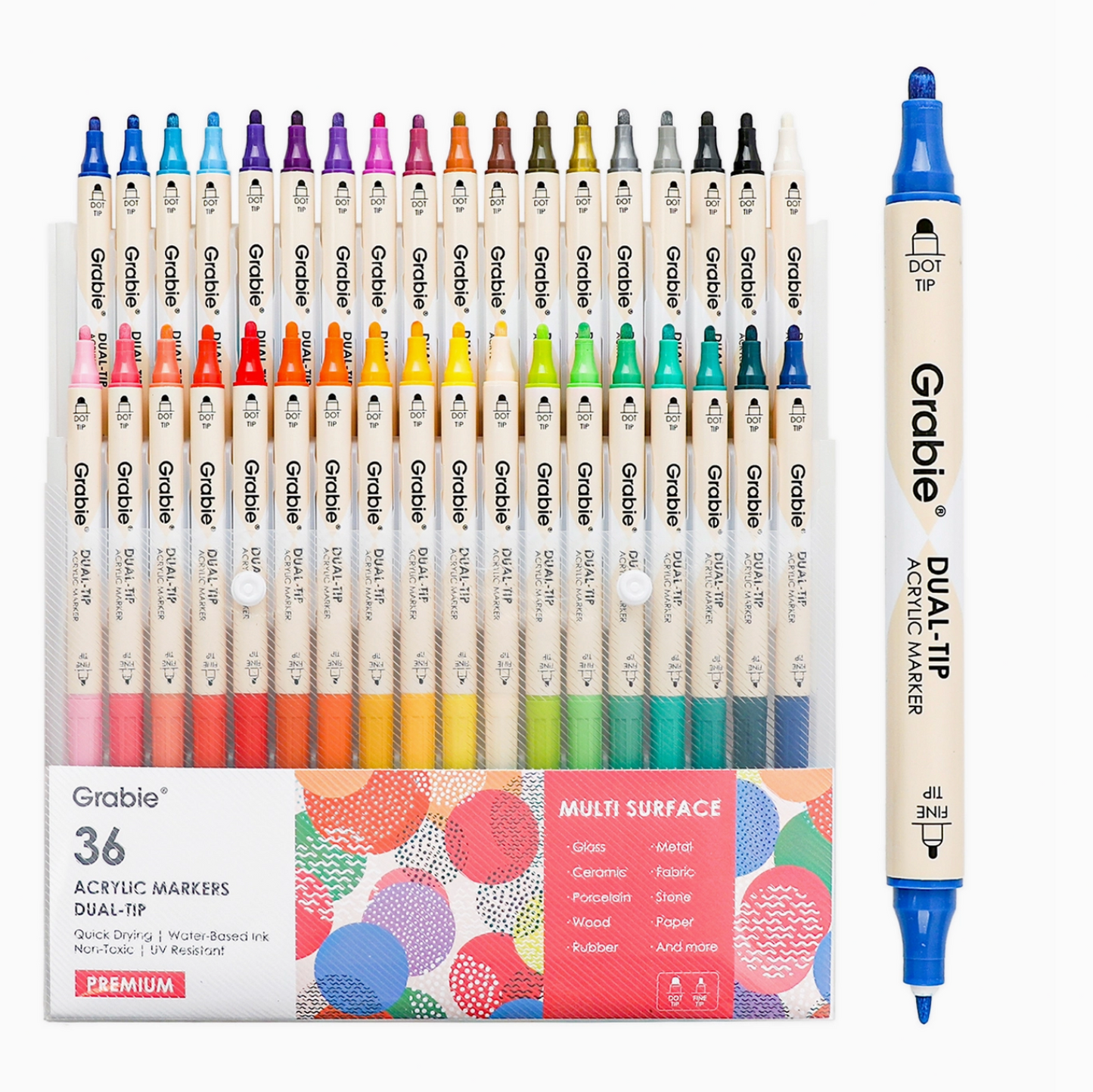DUEL TIP DOT & FINE TIP ACRYLIC PAINT MARKERS - 36 SET