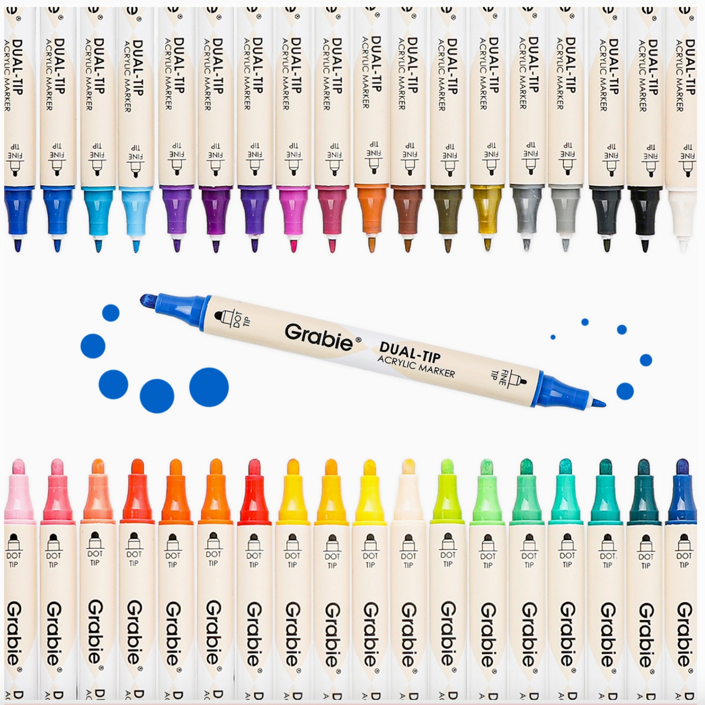 DUEL TIP DOT & FINE TIP ACRYLIC PAINT MARKERS - 36 SET