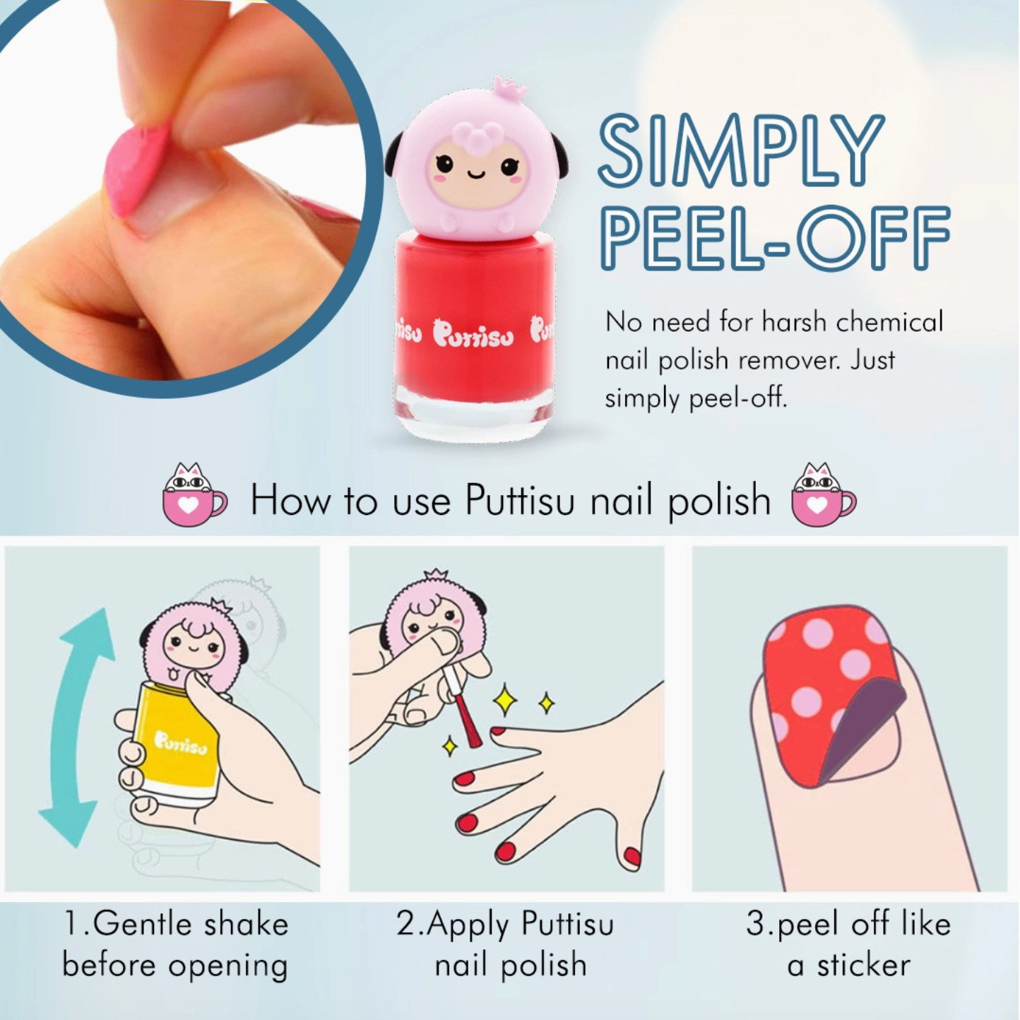 SAFE PEEL-OFF NAIL POLISH SET - SNOW CONE