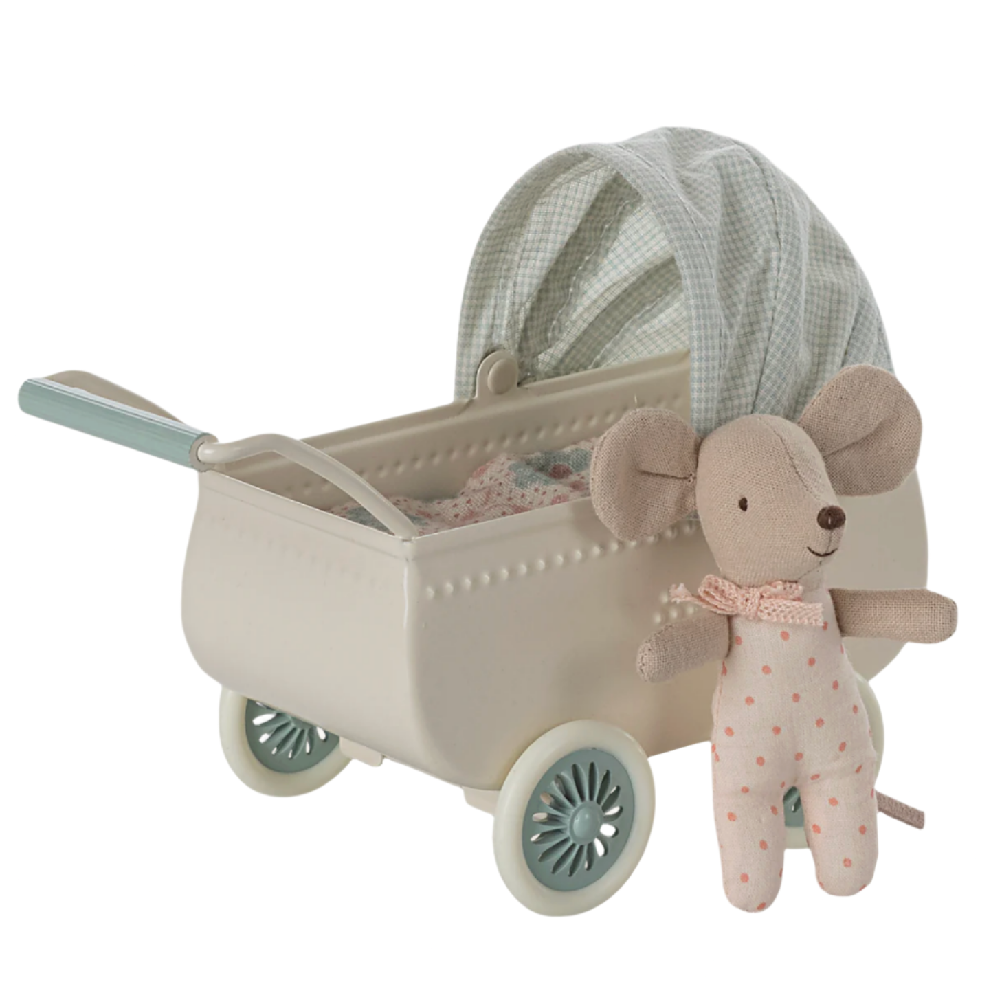 MAILEG MOUSE PRAM & BABY MOUSE SET - MINT - Little-ish