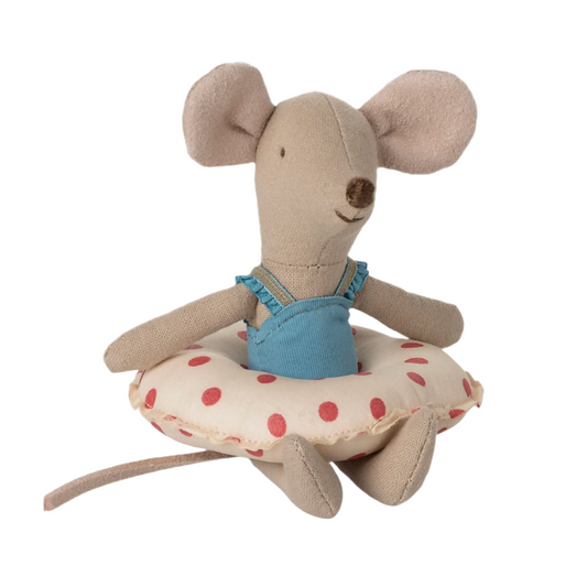 MAILEG BEACH MOUSE WITH FLOAT - LITTLE SISTER RED DOT