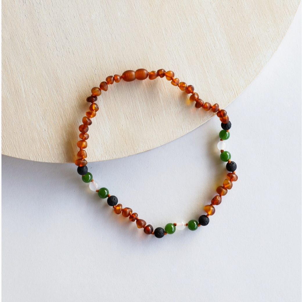 RAW COGNAC BALTIC AMBER - LAVA + JADE + AGATE - Little-ish