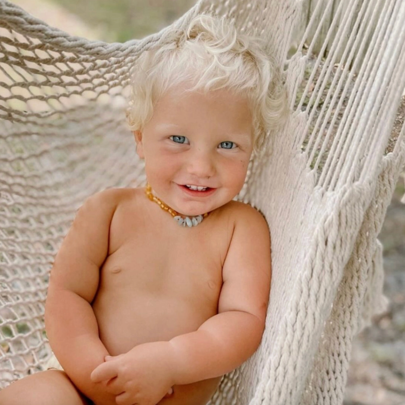 RAW COGNAC BALTIC AMBER + AQUAMARINE NECKLACE - Little-ish