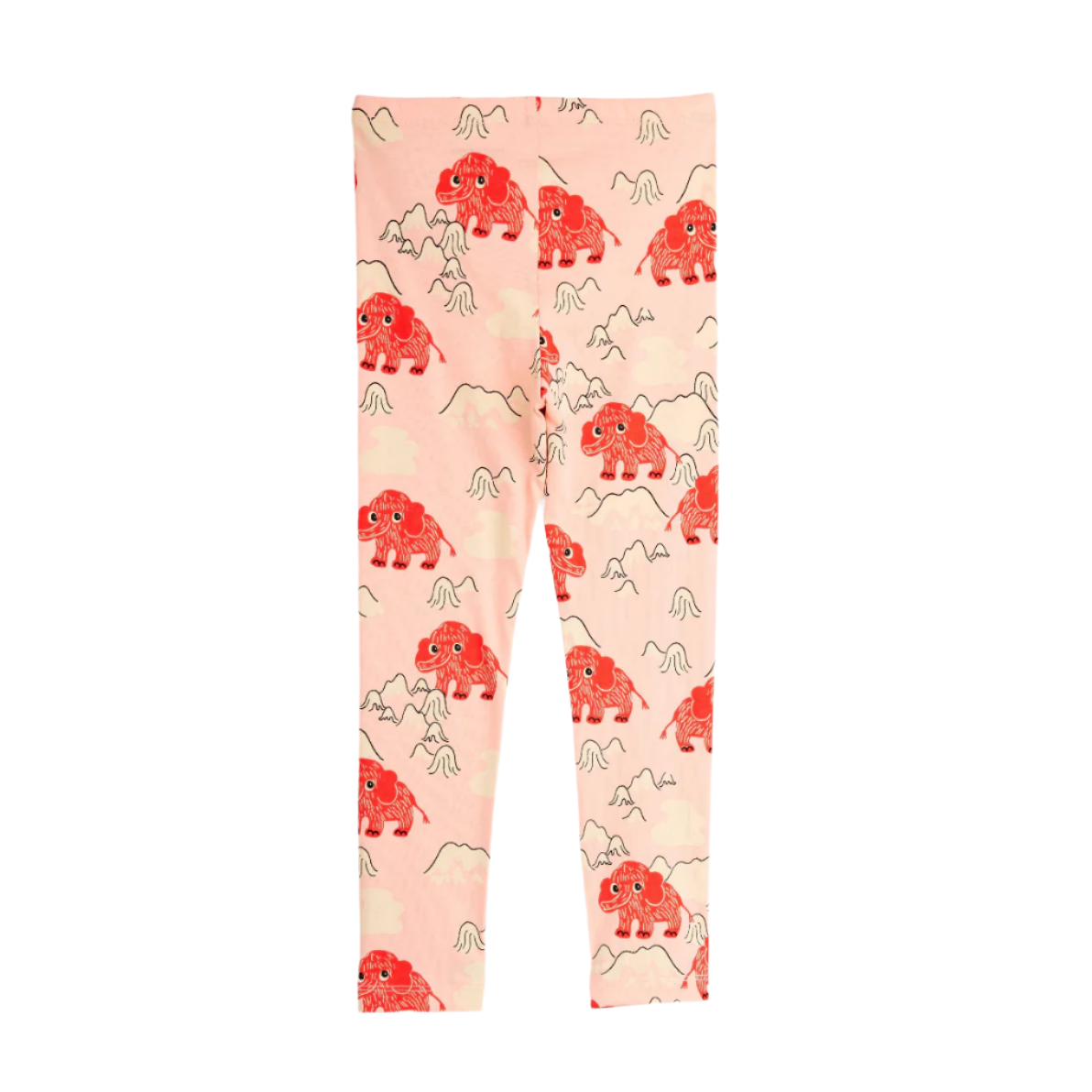 Leggings with red elephant pattern on a light pink background - Little-ish