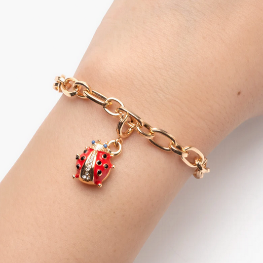 SUPER CHARMS LUCKY LADYBUG. CHARM BRACELET