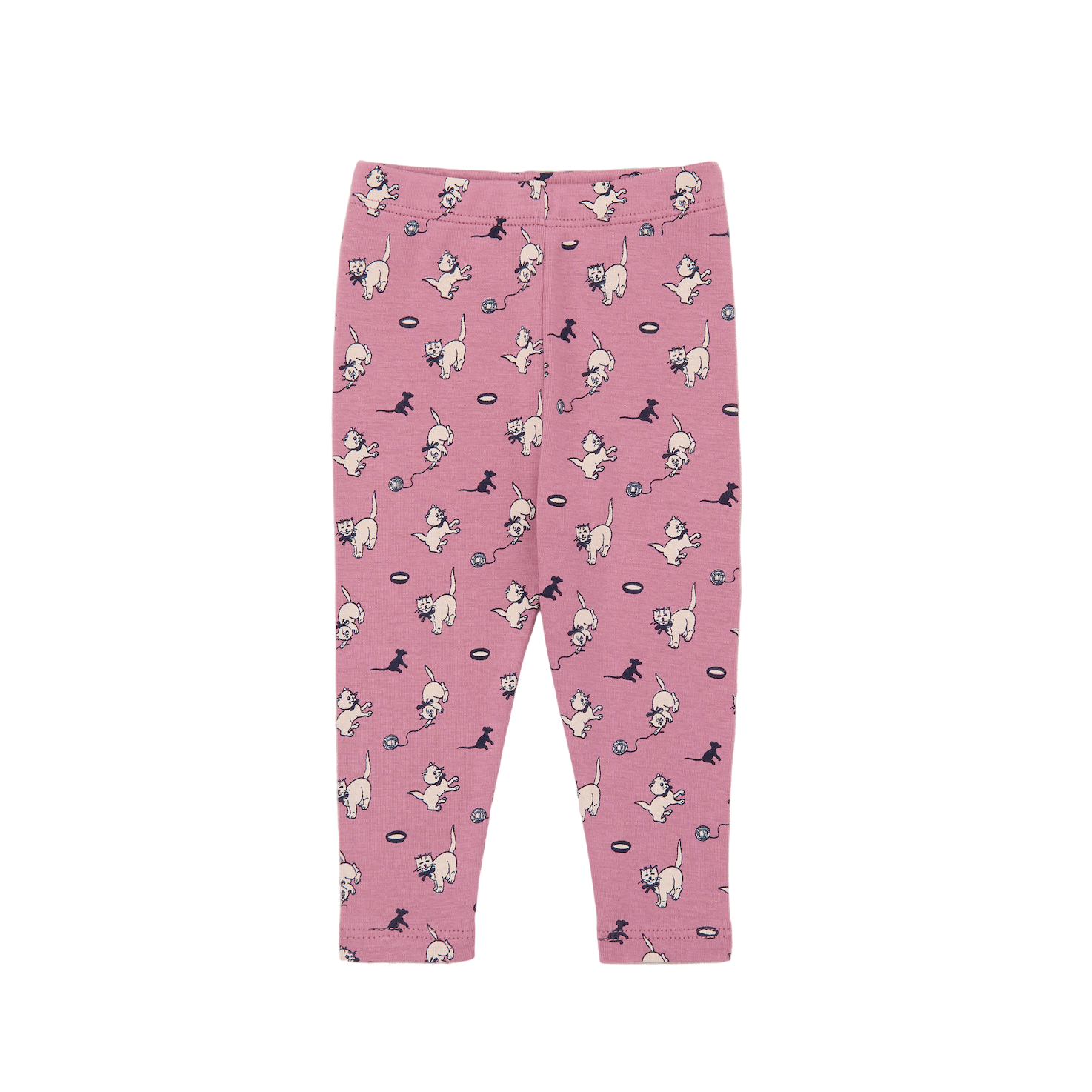 Pink leggings with dog pattern on a white background - Little-ish
