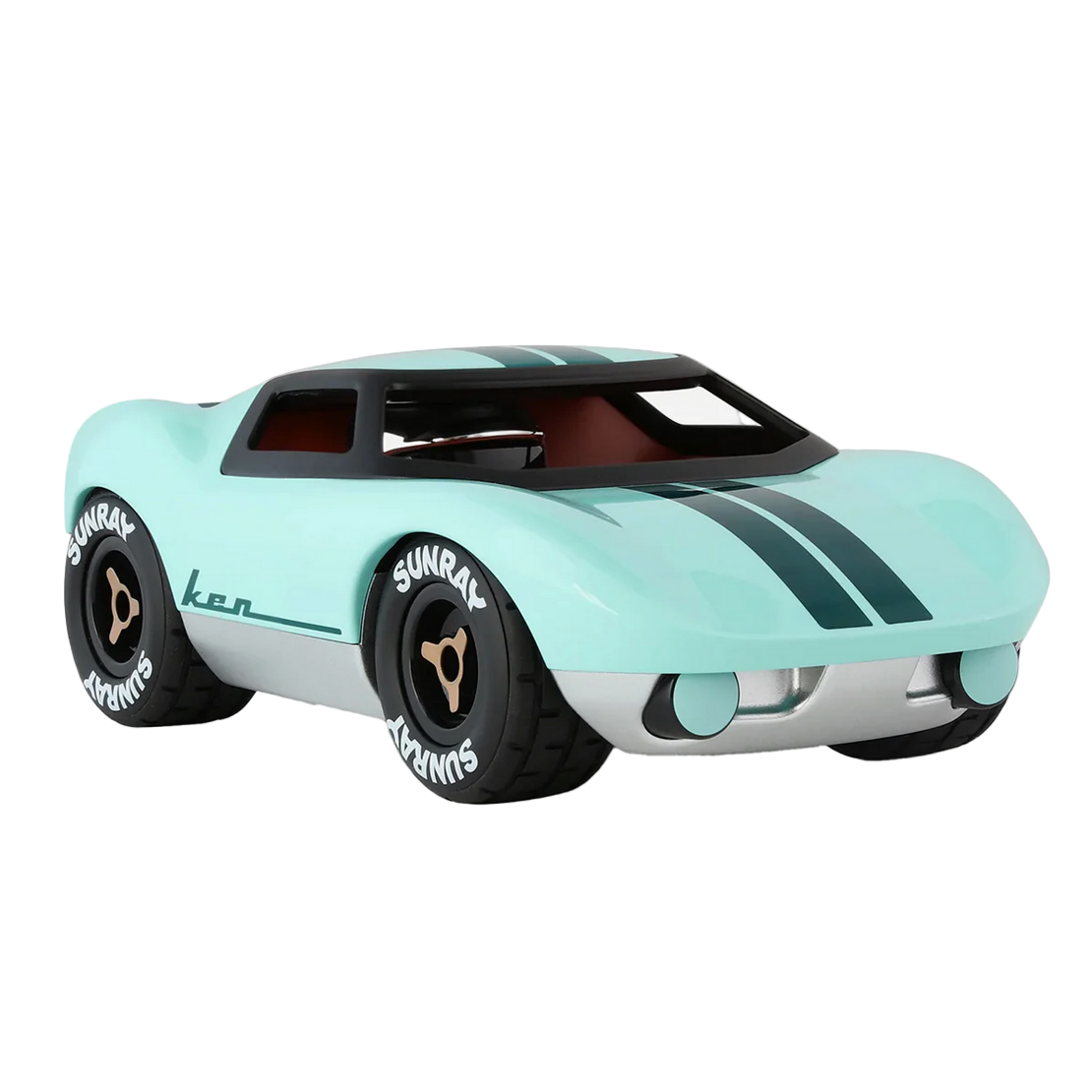 Light blue toy car with black accents on a white background - Little-ish