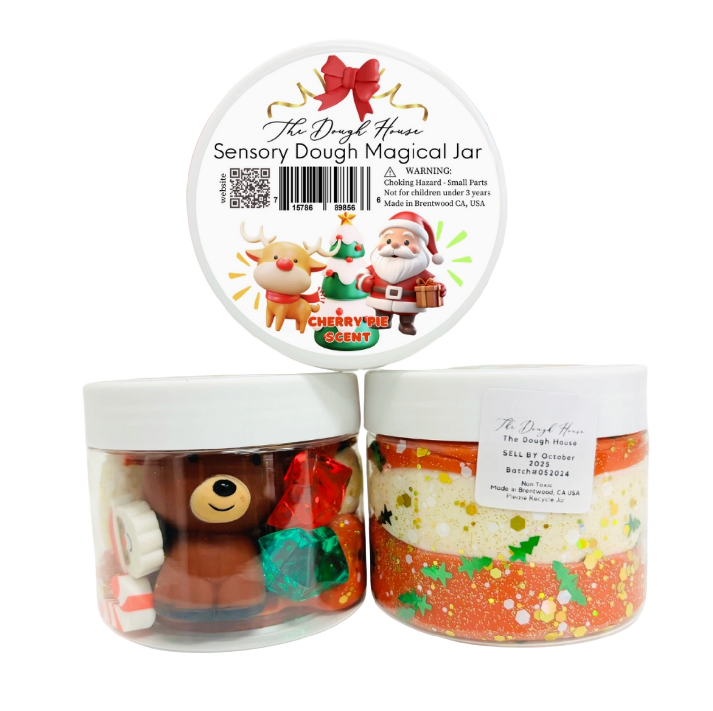 Sensory dough magical jar with Christmas design and 'The Dough House' branding.