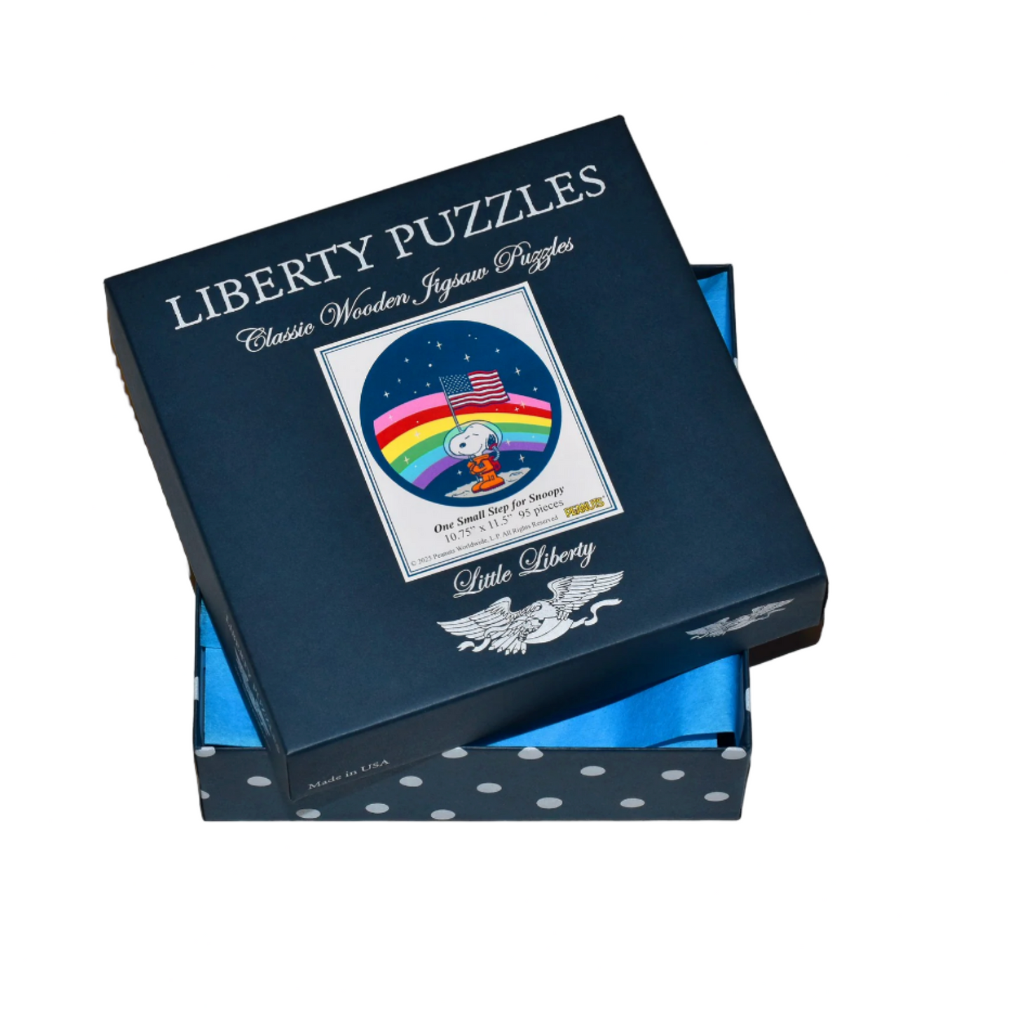 Liberty Puzzles packaging with a colorful label on a white background