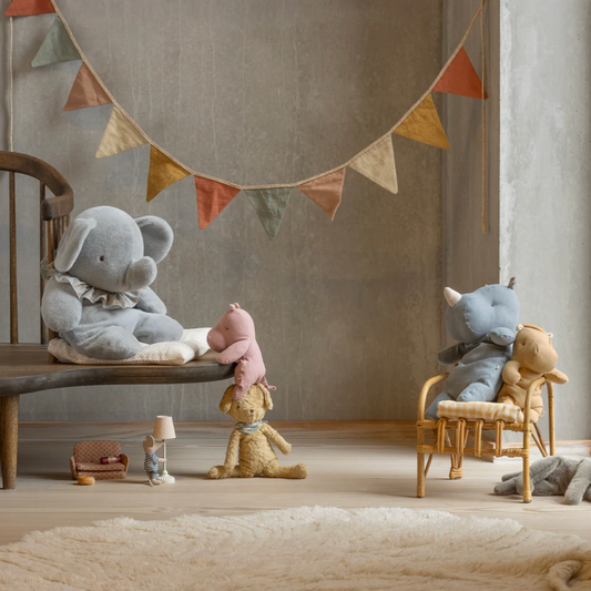 MAILEG STUFFED BLUE/GRAY ELEPHANT