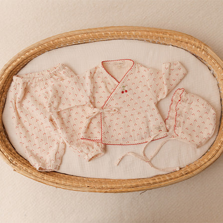 CHERRY GAUZE ONESIE SET