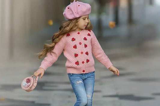 Pink Cardigan Sweater for Girls - Cozy Comfort Meets Everyday Cute