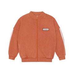 RED WASHED ZIPPERED SWEATSHIRT