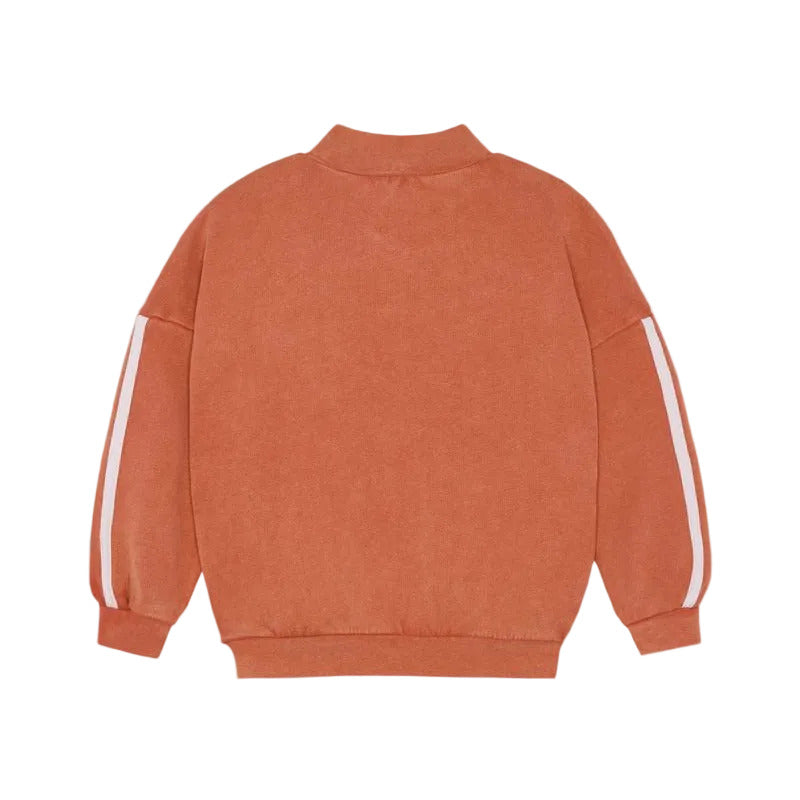 RED WASHED ZIPPERED SWEATSHIRT