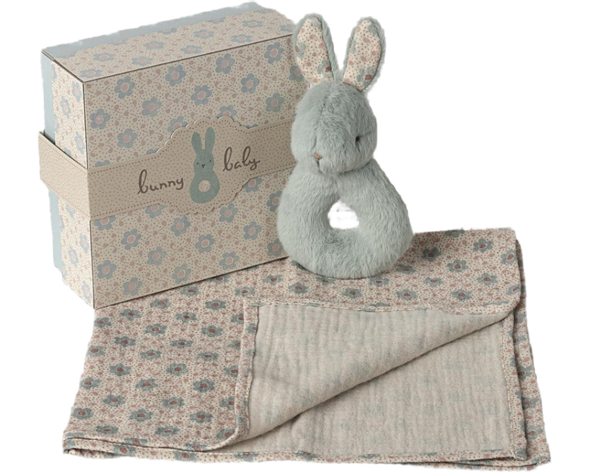 MAILEG RABBIT RATTLE SET - MINT - Little-ish