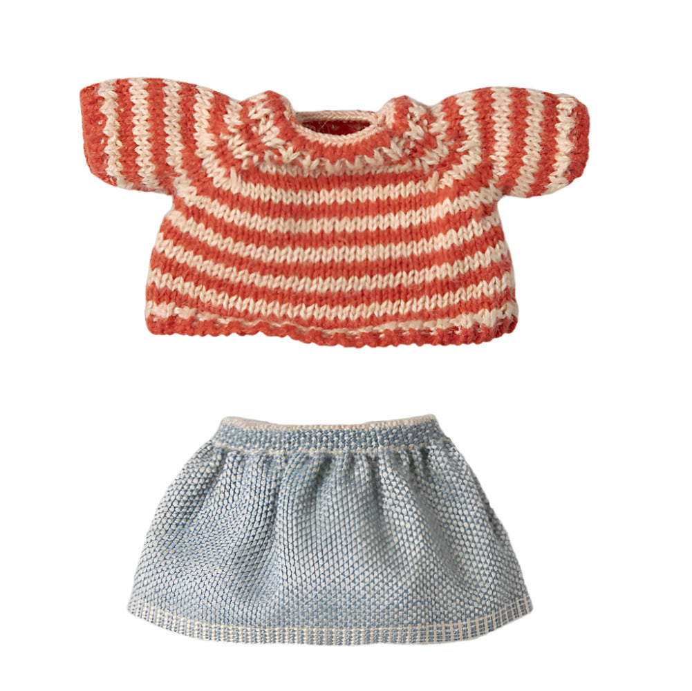 MAILEG KNITED STRIPE SWEATER AND SKIRT - BIG SISTER - Little-ish