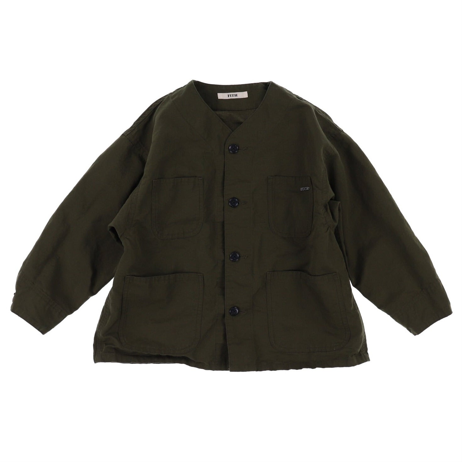 KHAKI GREEN COTTON X LINEN WEATHER JACKET - Little-ish