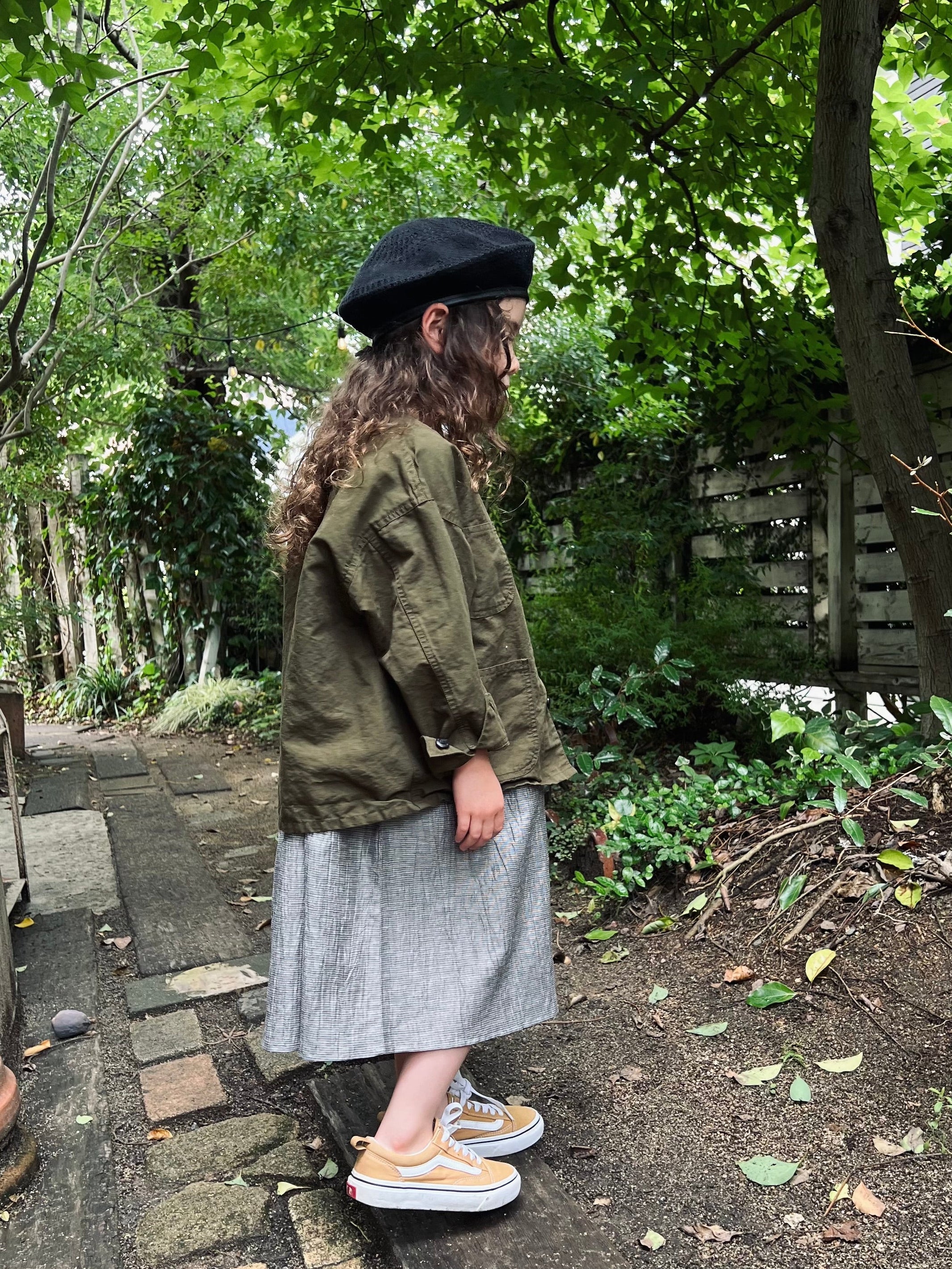 KHAKI GREEN COTTON X LINEN WEATHER JACKET - Little-ish
